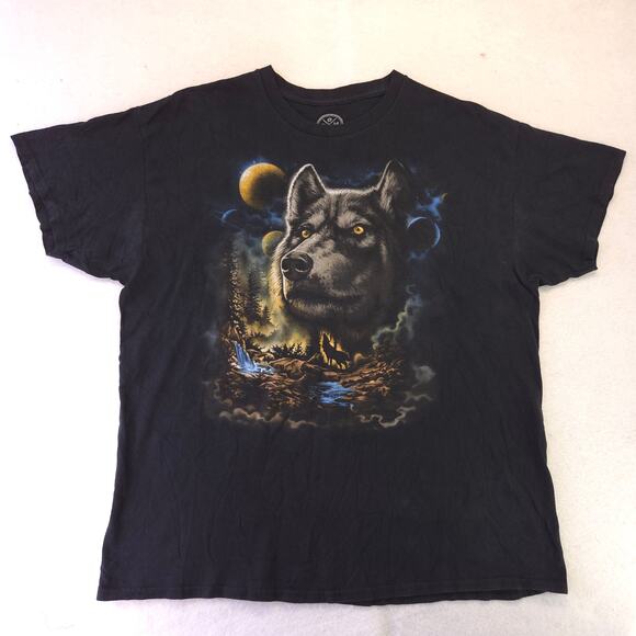DOM Wolf Close Graphic Short Sleeve T Shirt Mens Size Extra Large XL Black - Picture 2 of 9